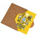 Bouquet Card Bunch Of Flowers Small yellow blank greeting Card with brown envelope