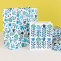 Small Folk Doves Gift Bag Paper gift bags blue folk doves and flowers print