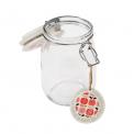 1 Litre Glass Jar with Ceramic Red Apple Print Lid 1 Litre Glass Jar with Ceramic Red Apple Print Lid