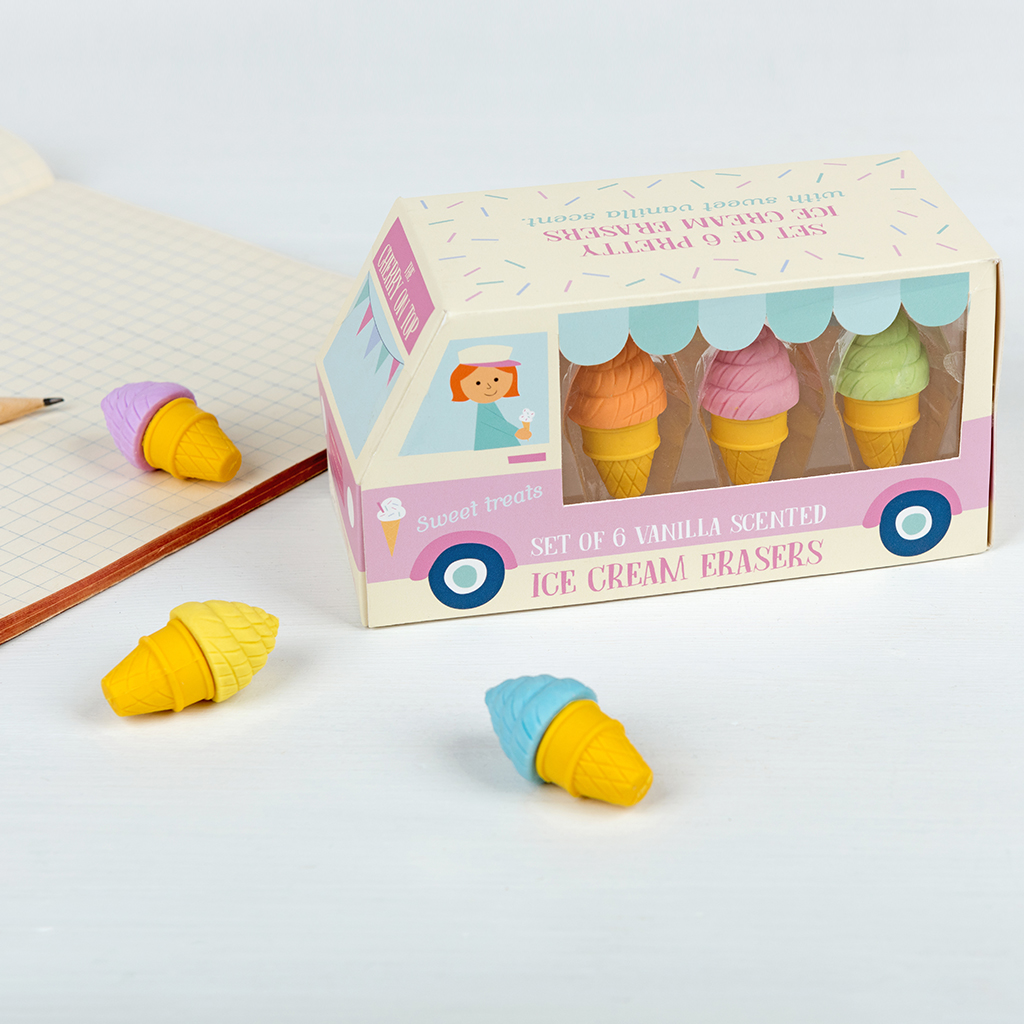 Scented Ice Cream Shaped Erasers (set Of 6) Rex London