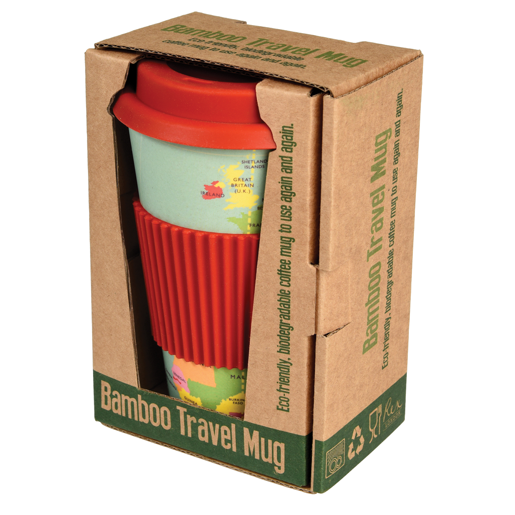 World Map Bamboo Travel Mug Rex London